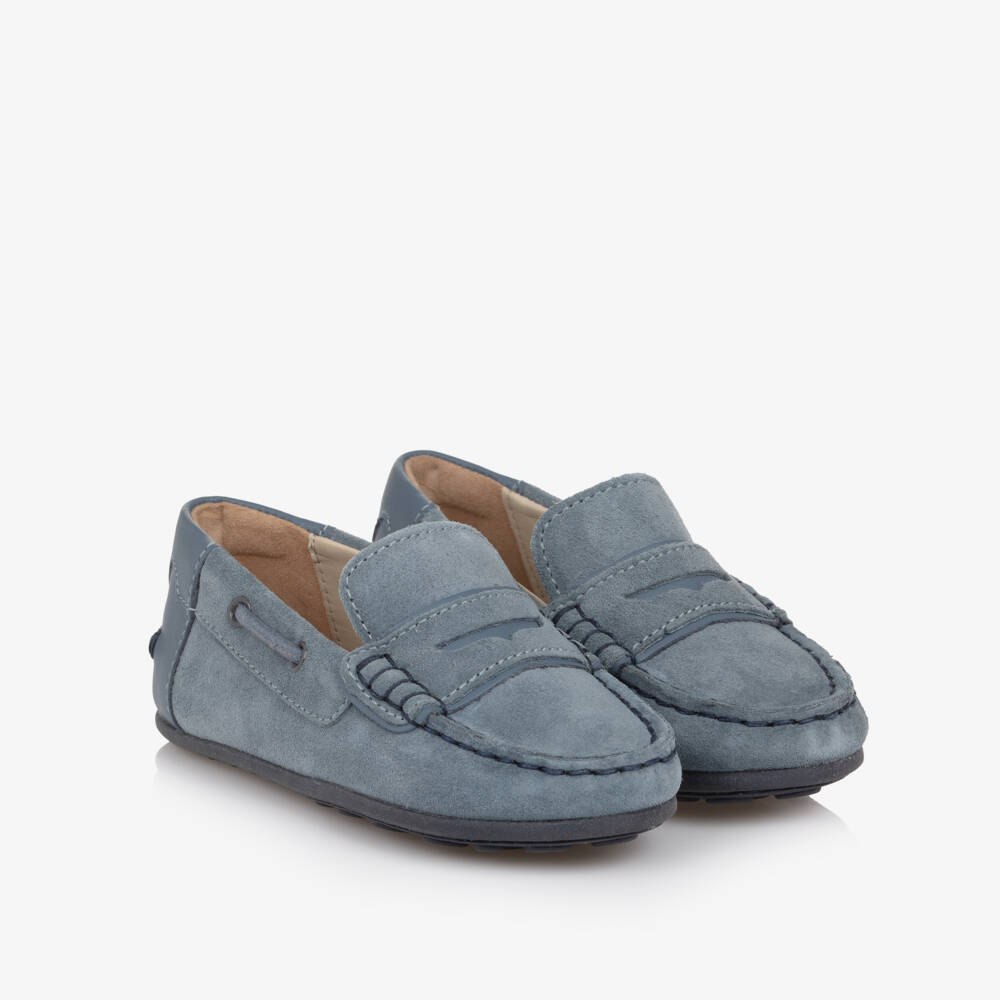 Mayoral-Boys Soft Blue Suede Loafers | Childrensalon Outlet
