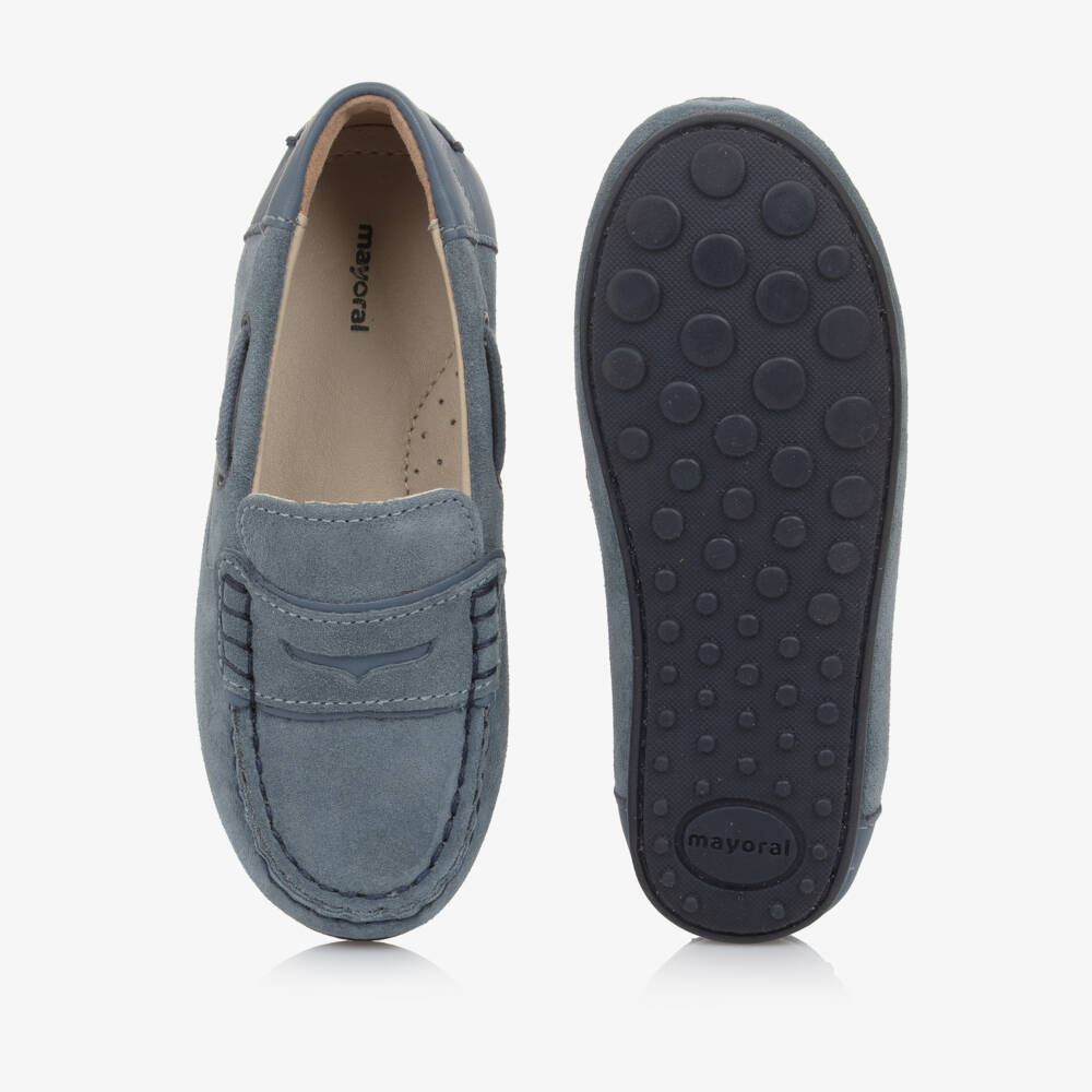 Mayoral-Boys Soft Blue Suede Loafers | Childrensalon Outlet