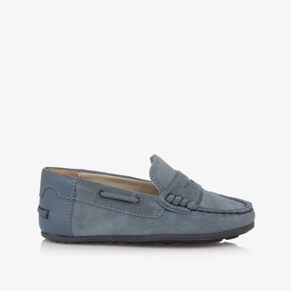 Mayoral-Boys Soft Blue Suede Loafers | Childrensalon Outlet