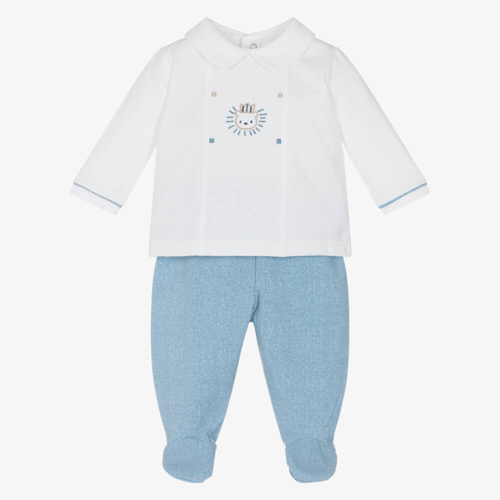 Mayoral Newborn-Boys Soft Blue & White 2-Piece Set | Childrensalon Outlet