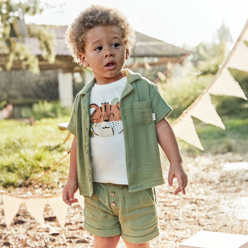 Mayoral-Мягкие зеленые хлопковые шорты для мальчиков | Childrensalon Outlet