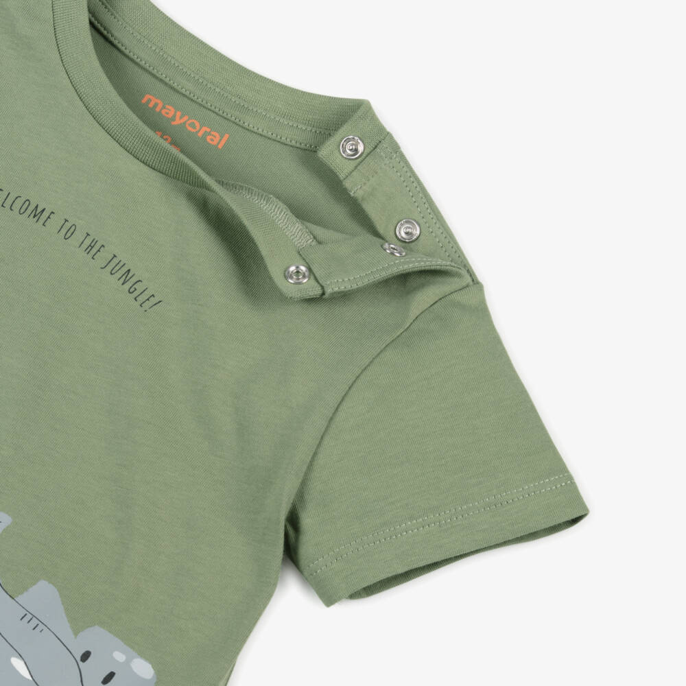 Mayoral-Boys Soft Green Safari Tee | Childrensalon Outlet