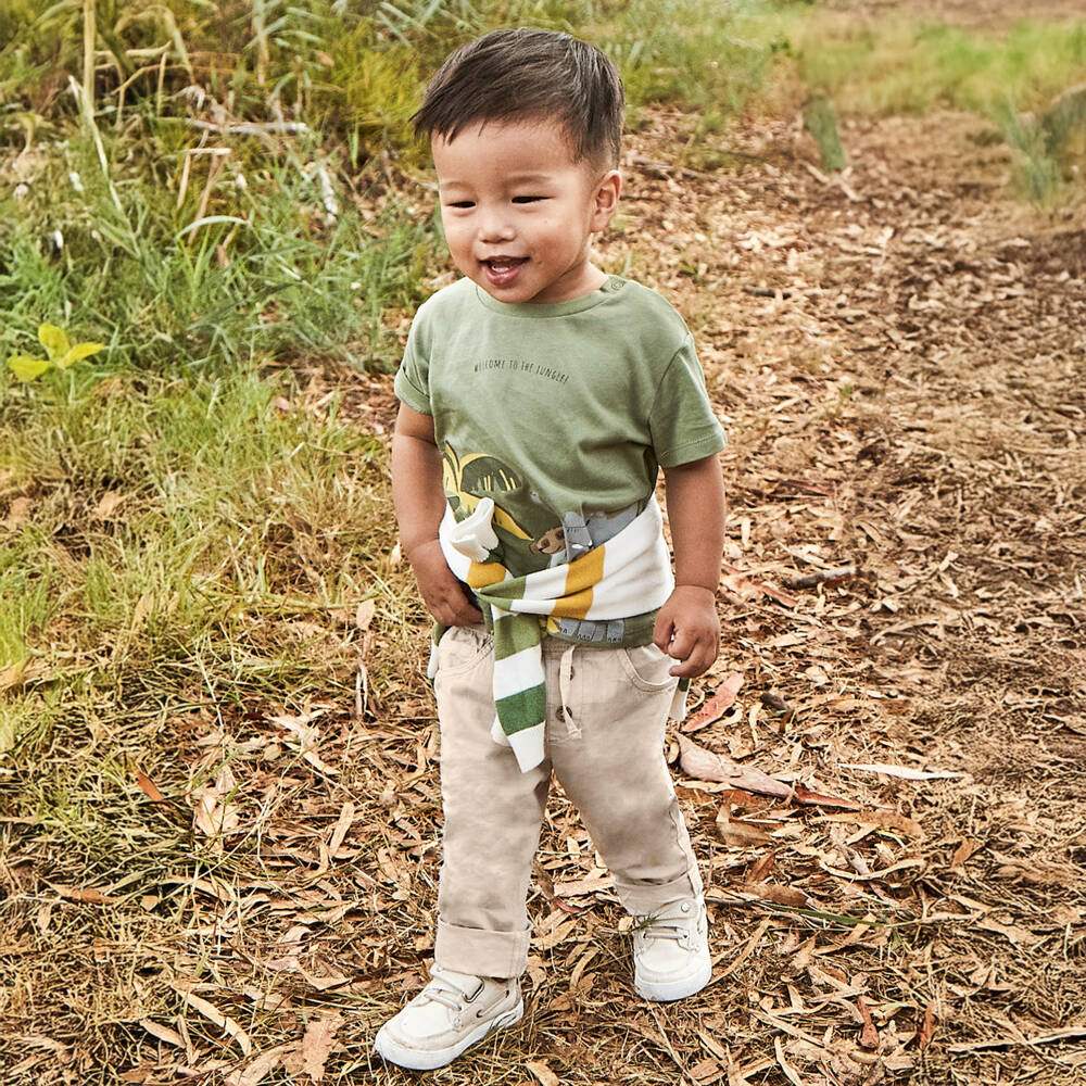 Mayoral-Boys Soft Green Safari Tee | Childrensalon Outlet