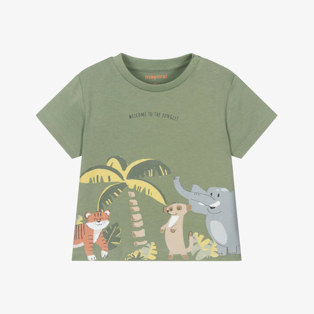 Mayoral-Boys Soft Green Safari Tee | Childrensalon Outlet