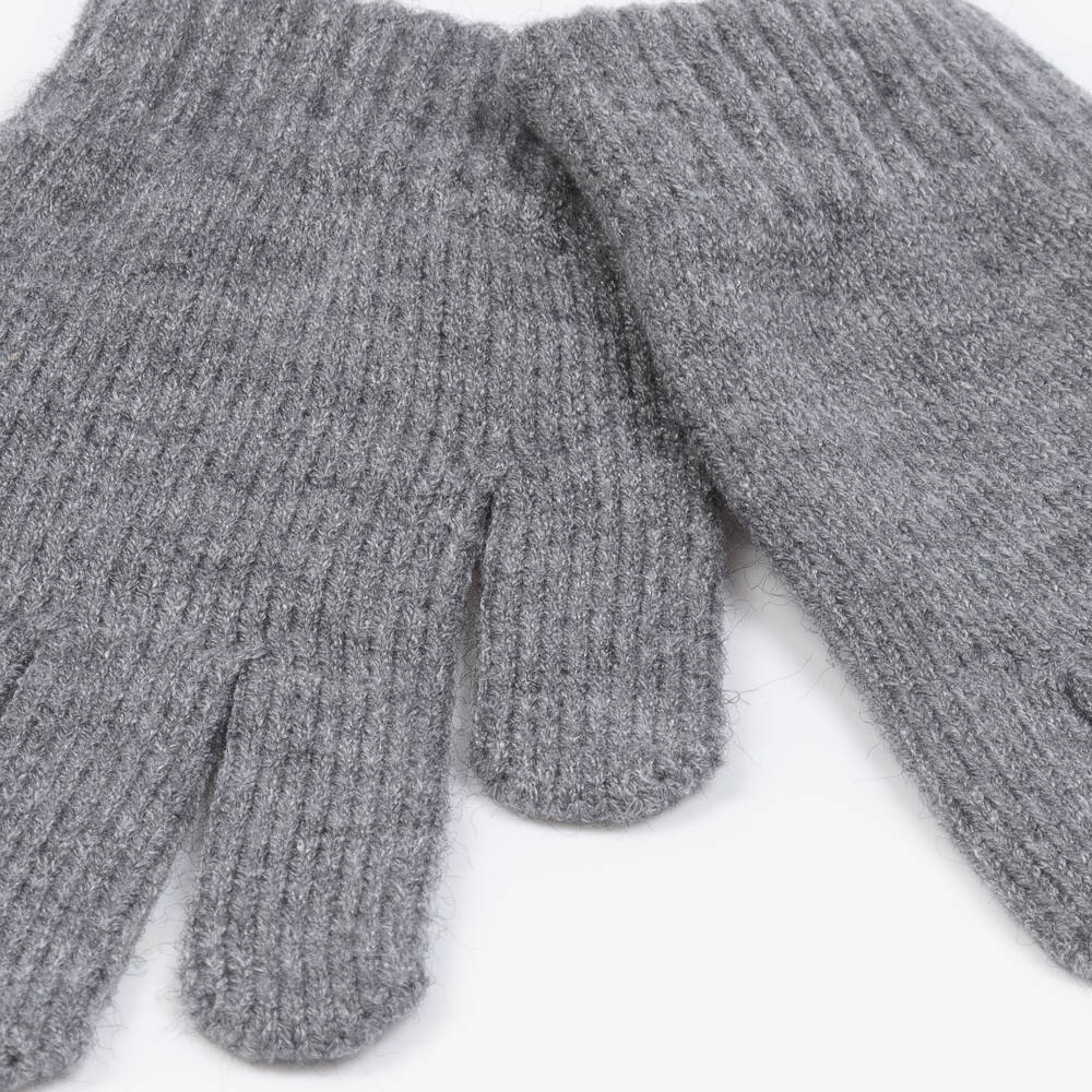 Mayoral-Boys Soft Grey Knit Mittens | Childrensalon Outlet