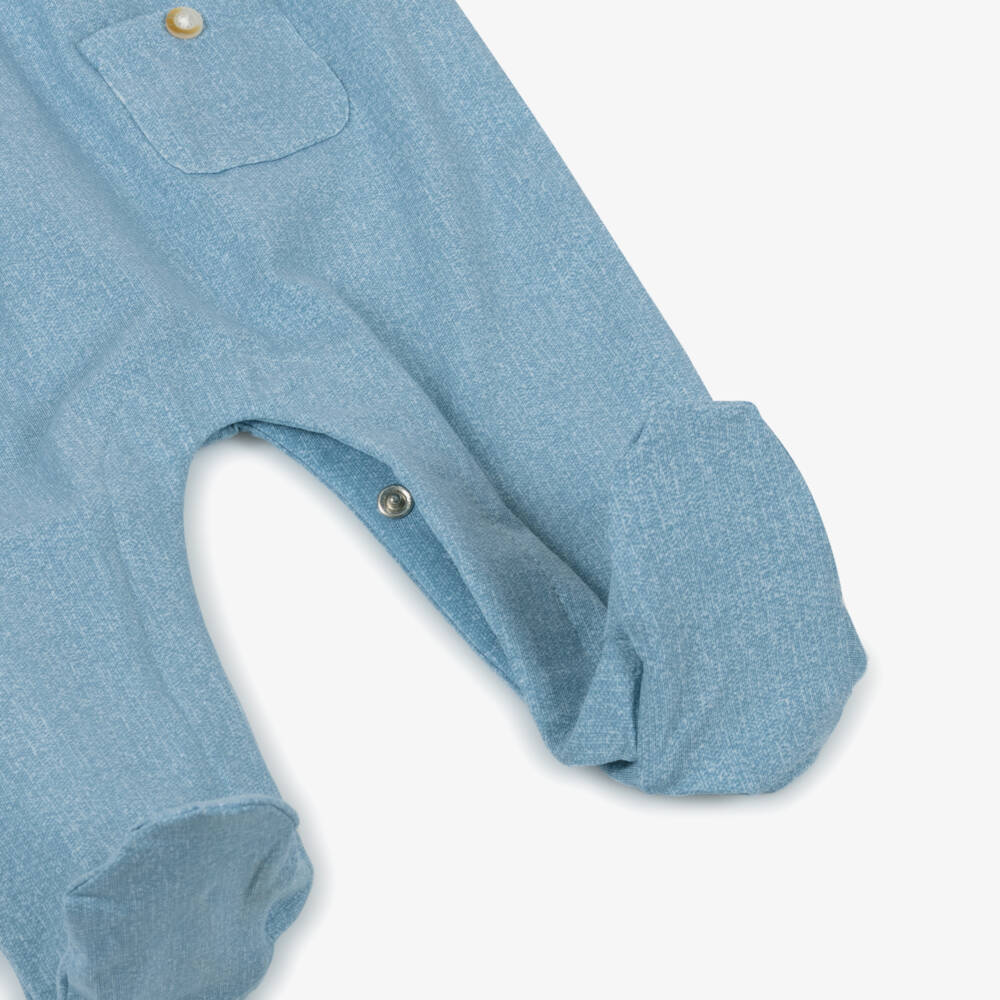 Mayoral Newborn-Boys Soft Ivory & Blue Playsuit | Childrensalon Outlet