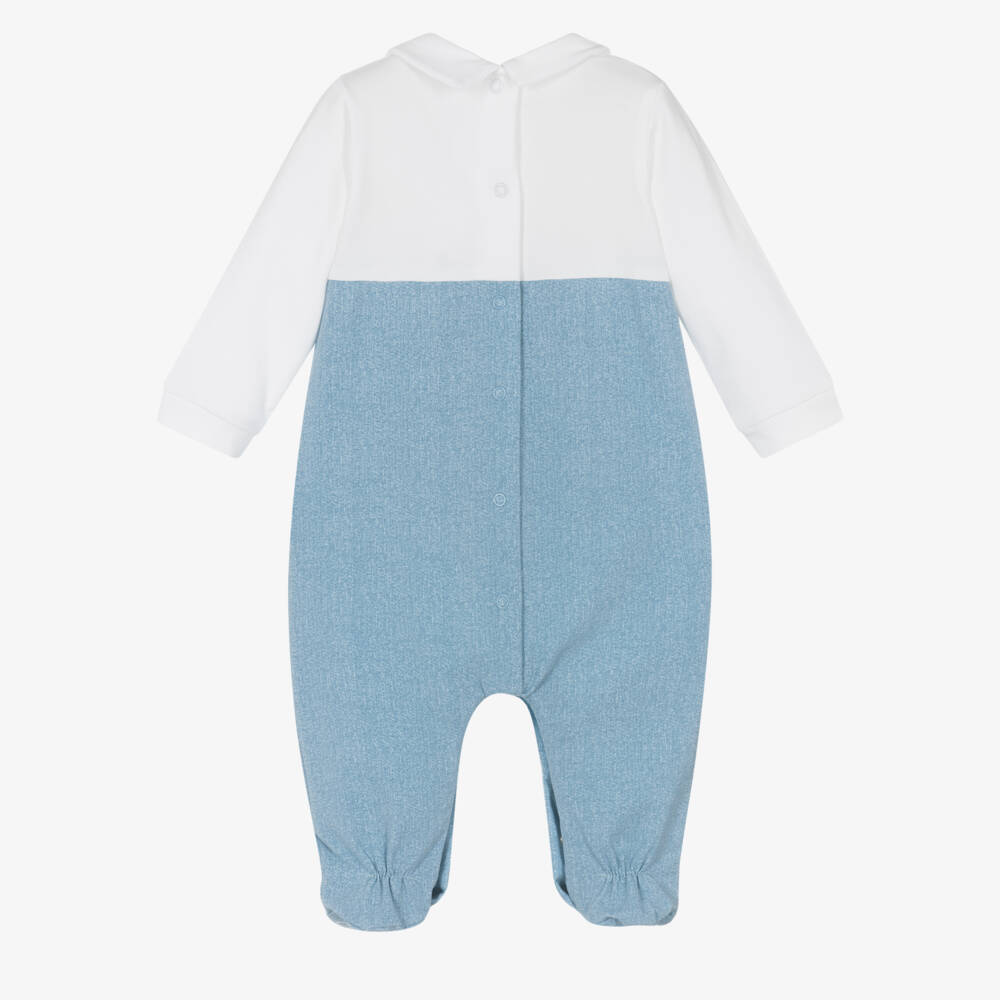 Mayoral Newborn-Boys Soft Ivory & Blue Playsuit | Childrensalon Outlet