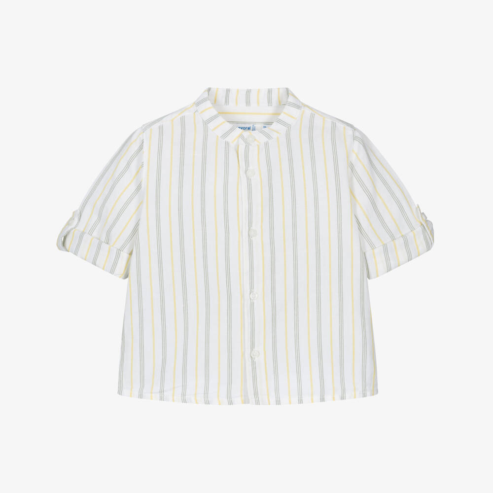 Mayoral-Boys Soft Ivory Striped Shirt | Childrensalon Outlet