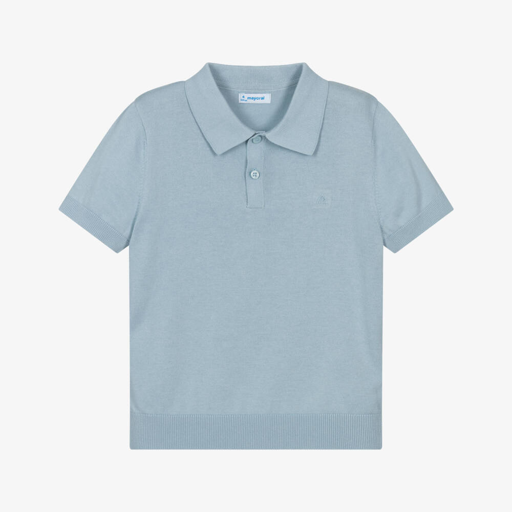 Mayoral-Boys Soft Knit Blue Polo | Childrensalon Outlet