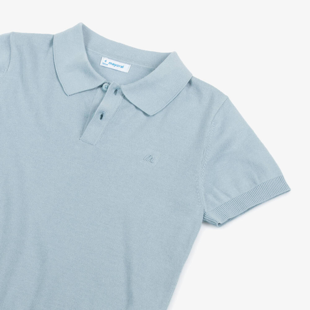 Mayoral-Boys Soft Knit Blue Polo | Childrensalon Outlet