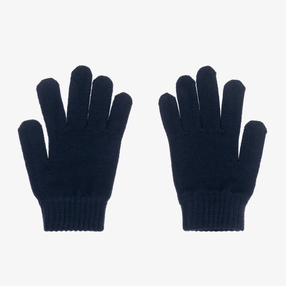 Mayoral-Boys Soft Knit Navy Gloves | Childrensalon Outlet