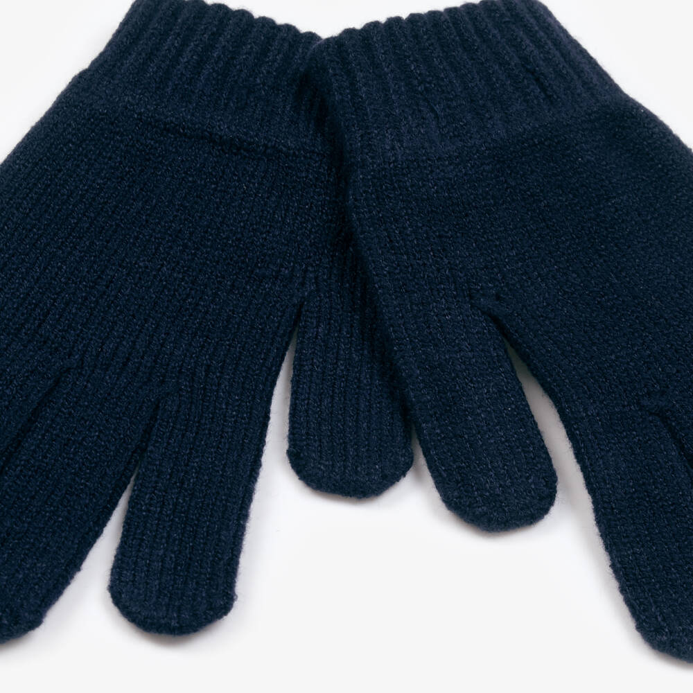 Mayoral-Boys Soft Knit Navy Gloves | Childrensalon Outlet