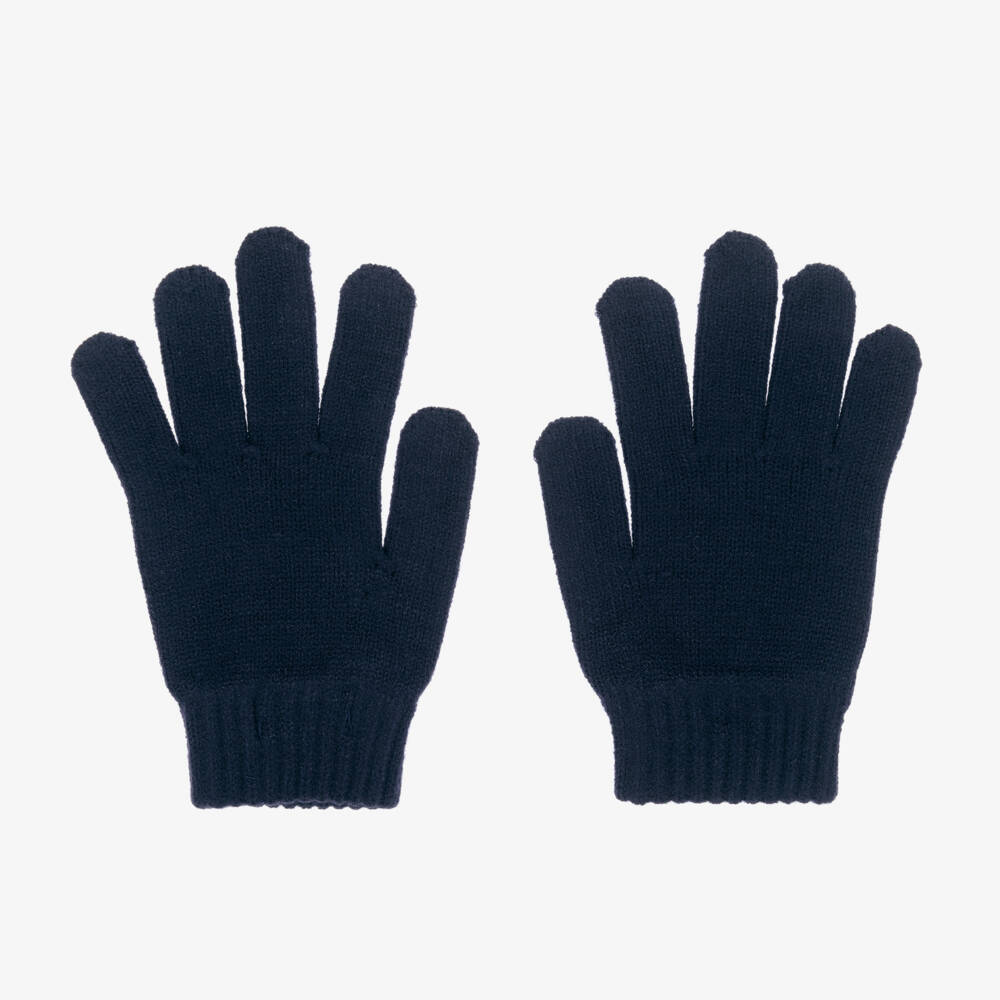Mayoral-Boys Soft Knit Navy Gloves | Childrensalon Outlet