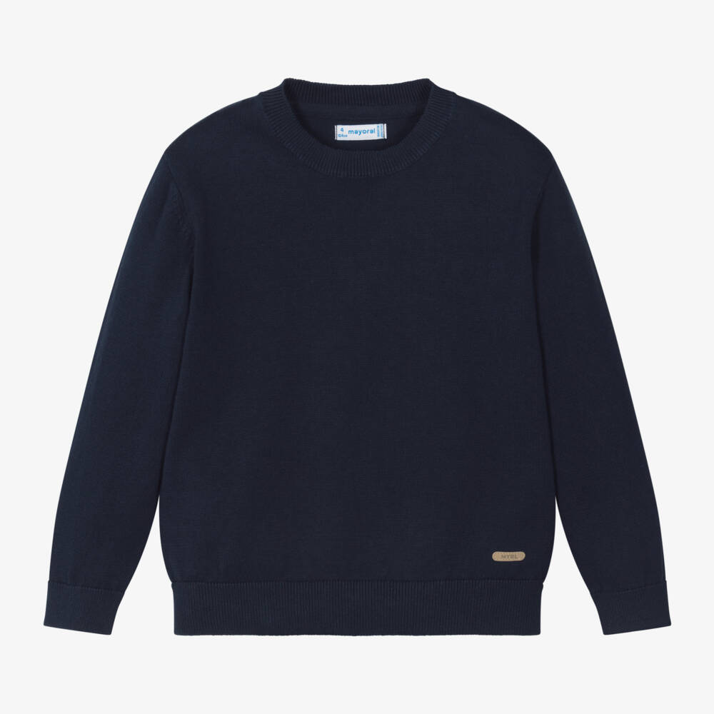 Mayoral-Boys Soft Knit Navy Jumper | Childrensalon Outlet