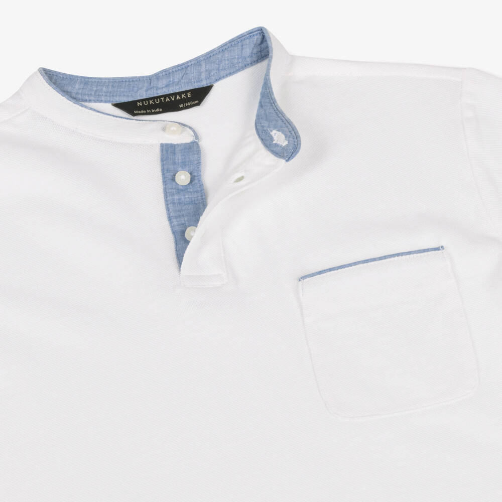 Mayoral Nukutavake-Boys Soft White Piqué Polo Tee | Childrensalon Outlet