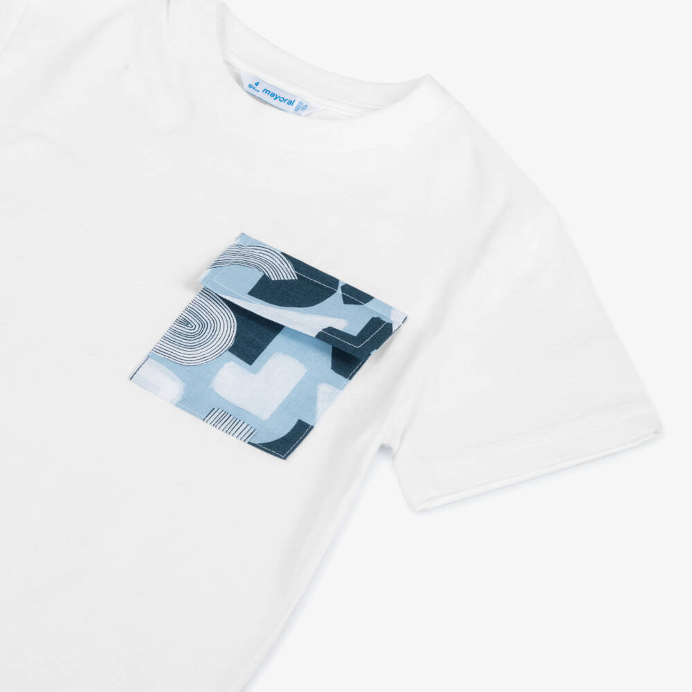 Mayoral-Boys Soft White Pocket Tee | Childrensalon Outlet