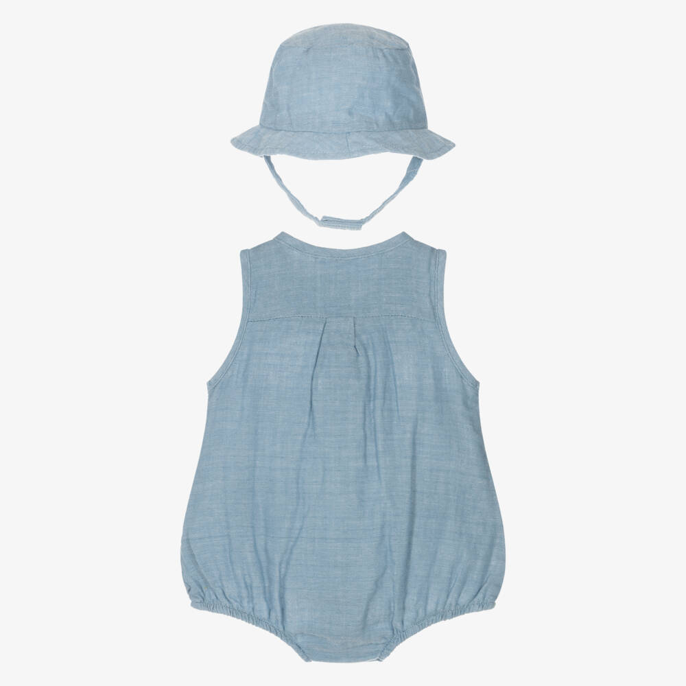 Mayoral Newborn-Boys Soft Woven Blue Outfit Set | Childrensalon Outlet