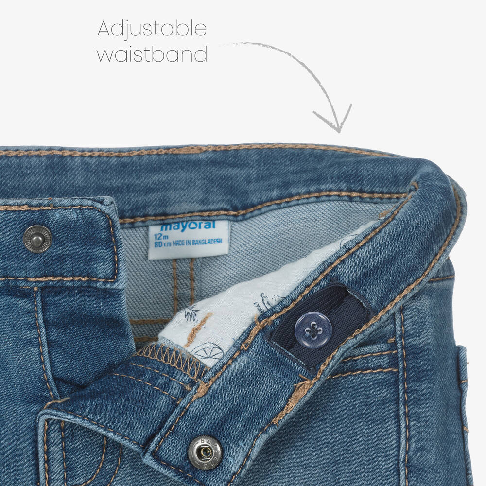 Mayoral-Boys Stone Wash Blue Jersey Denim Shorts | Childrensalon Outlet