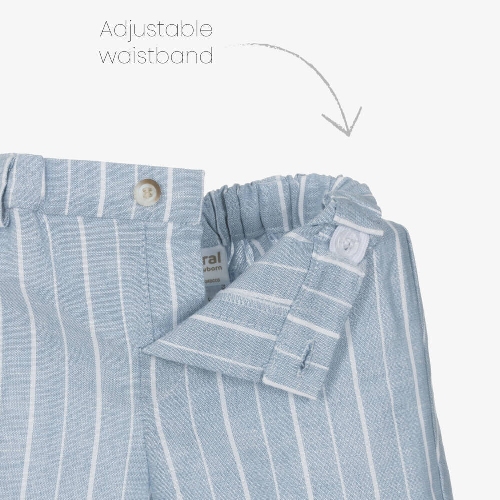 Mayoral Newborn-Boys Striped Blue Cotton Ensemble | Childrensalon Outlet