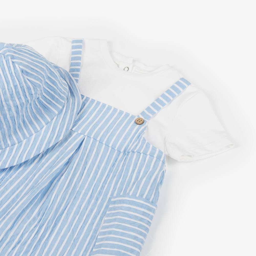 Mayoral Newborn-طقم رومبر مخطط أزرق للأولاد | Childrensalon Outlet