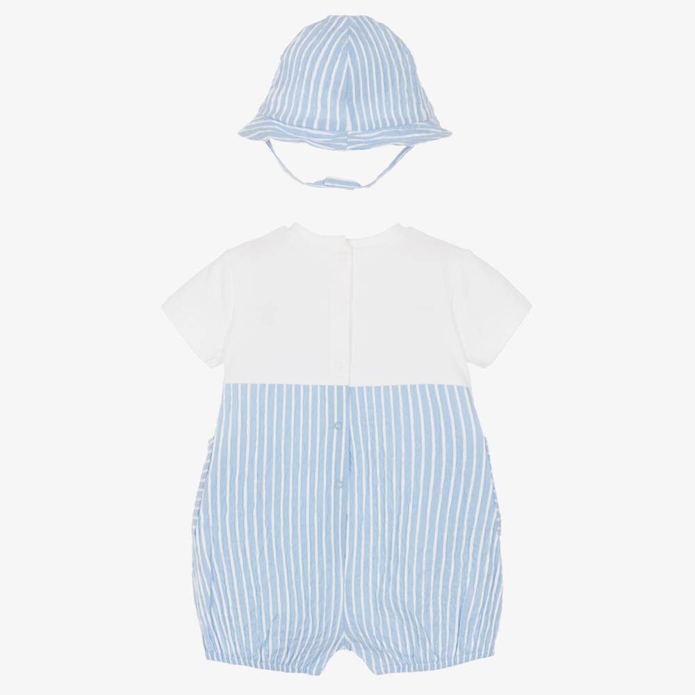 Mayoral Newborn-طقم رومبر مخطط أزرق للأولاد | Childrensalon Outlet