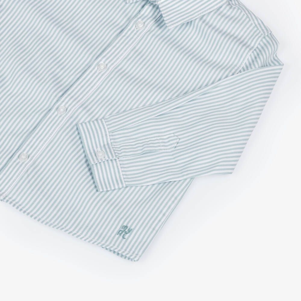 Mayoral-Boys Striped Green Cotton Top | Childrensalon Outlet