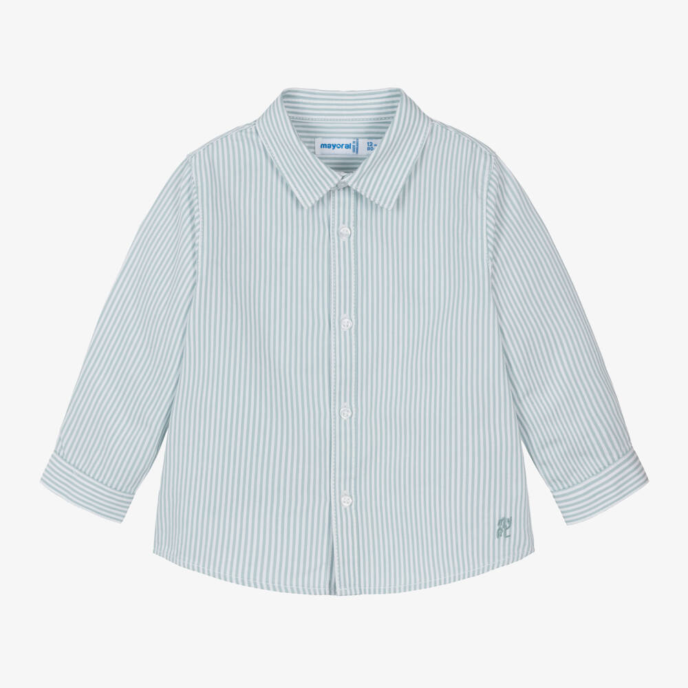 Mayoral-Boys Striped Green Cotton Top | Childrensalon Outlet
