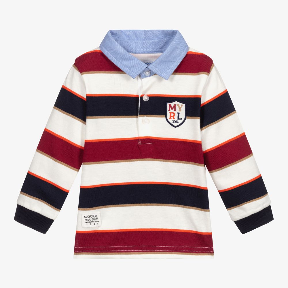 Mayoral - Boys Striped Jersey Polo Shirt | Childrensalon