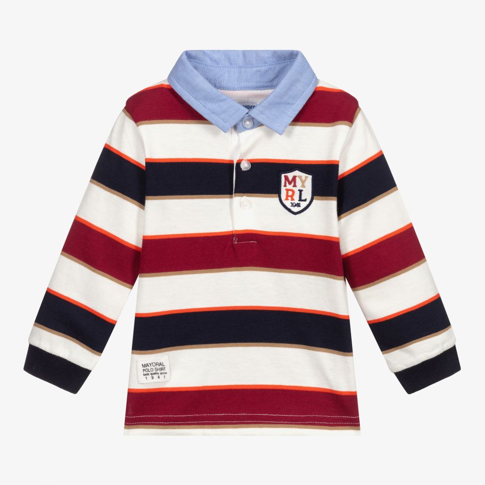Mayoral-Boys Striped Jersey Polo Shirt | Childrensalon Outlet