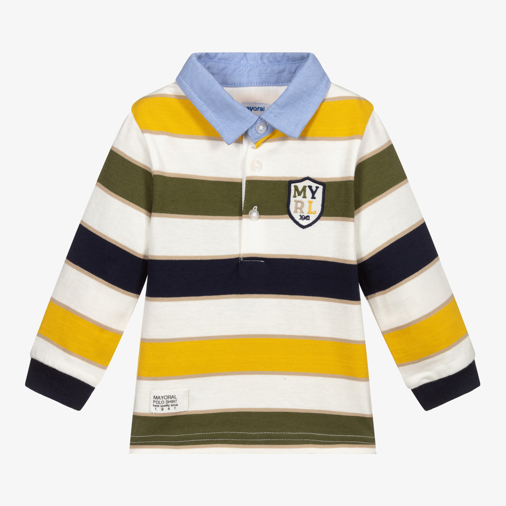 Mayoral - Boys Striped Jersey Polo Shirt | Childrensalon
