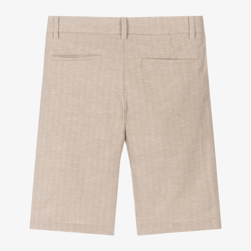 Mayoral Nukutavake-Boys Tailored Beige Cotton-Linen Bermudas | Childrensalon Outlet