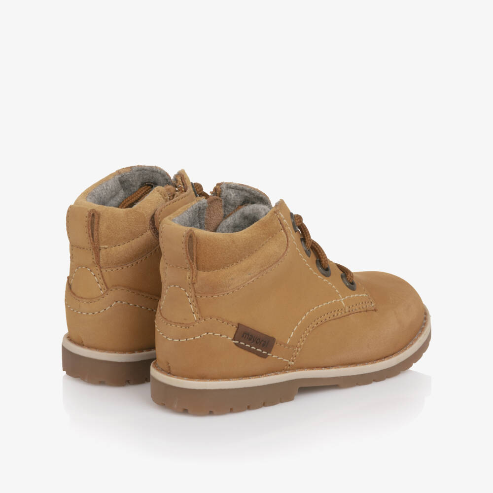 Mayoral-Boys Tan Brown Nubuck Leather Ankle Boots | Childrensalon Outlet
