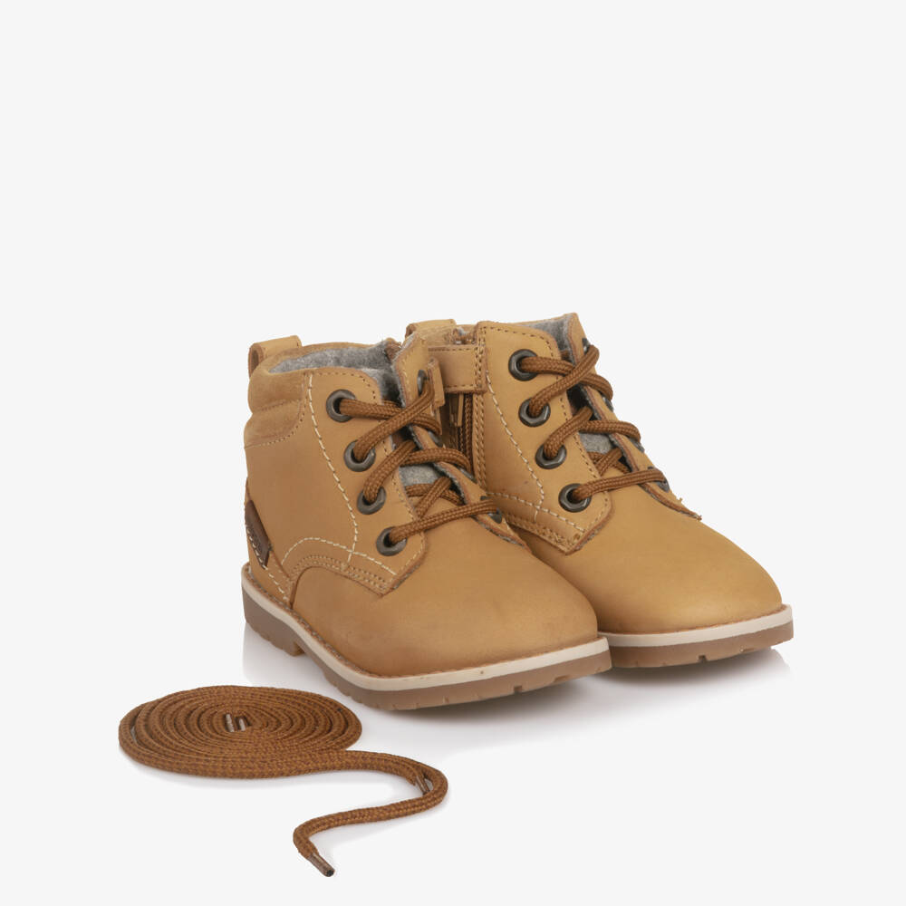 Mayoral-Boys Tan Brown Nubuck Leather Ankle Boots | Childrensalon Outlet