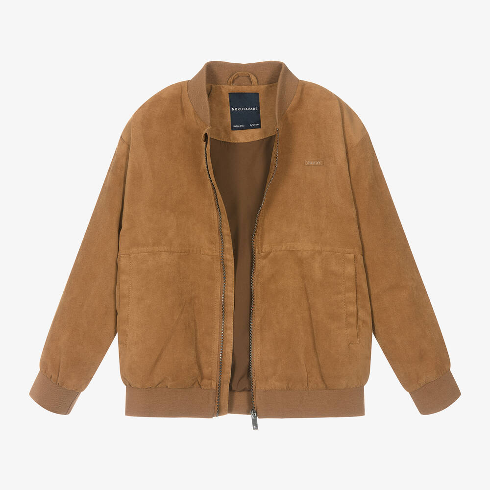 Mayoral Boys Tan Brown Suede Bomber Jacket Childrensalon Outlet