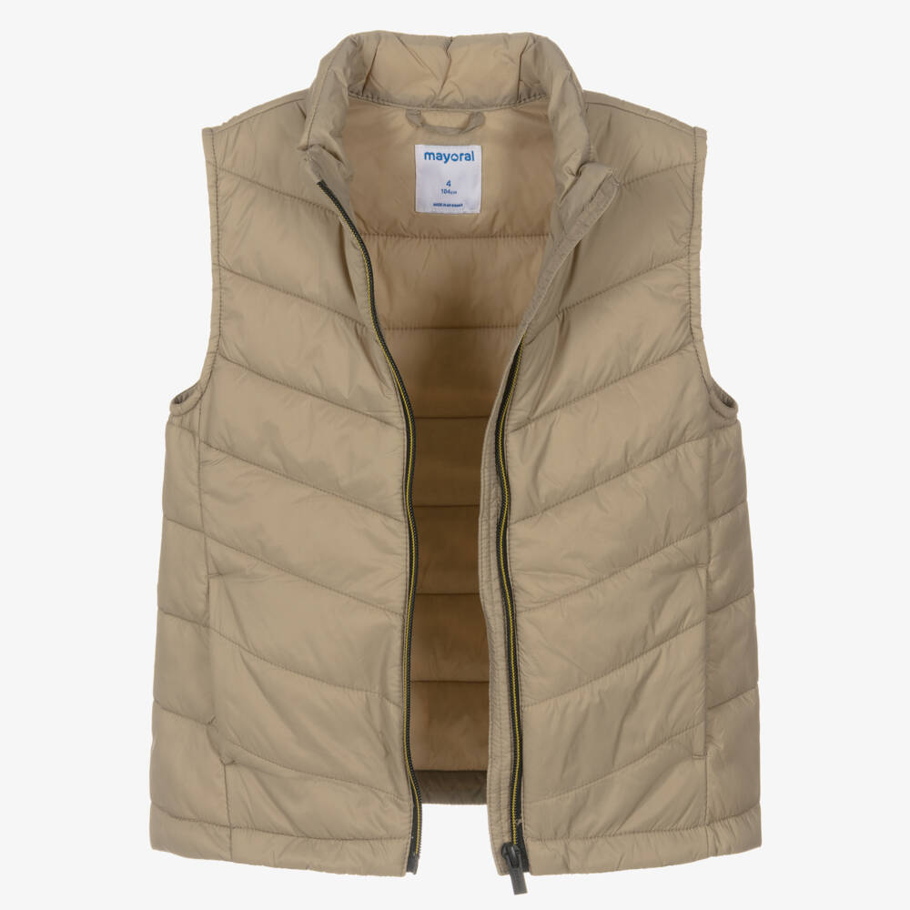 Mayoral-Boys Taupe Featherweight Quilted Vest | Childrensalon Outlet