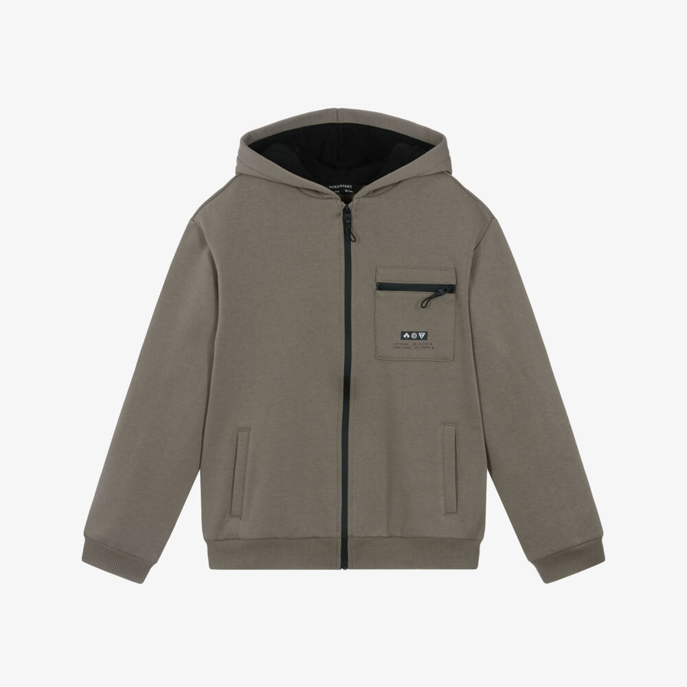 Mayoral Nukutavake-Boys Taupe Jersey Zip-Up Hoodie | Childrensalon Outlet