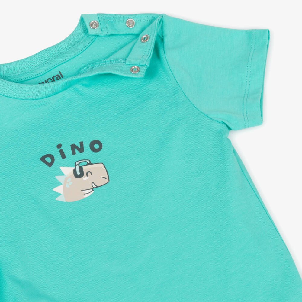Mayoral-Boys Teal Cotton Dino Tee | Childrensalon Outlet