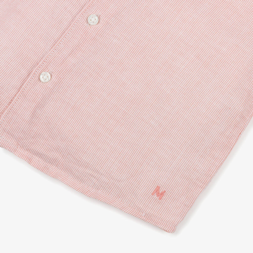 Mayoral-Boys Terracotta Stripe Linen Blend Shirt | Childrensalon Outlet