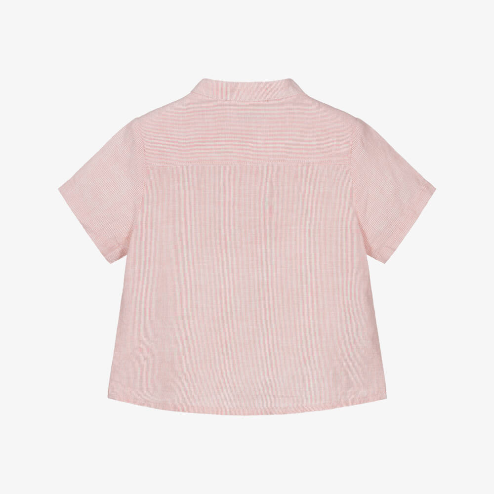 Mayoral-Boys Terracotta Stripe Linen Blend Shirt | Childrensalon Outlet