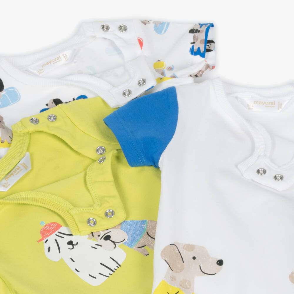 Mayoral Newborn-Boys Trio of Cotton Green Playsuits | Childrensalon Outlet