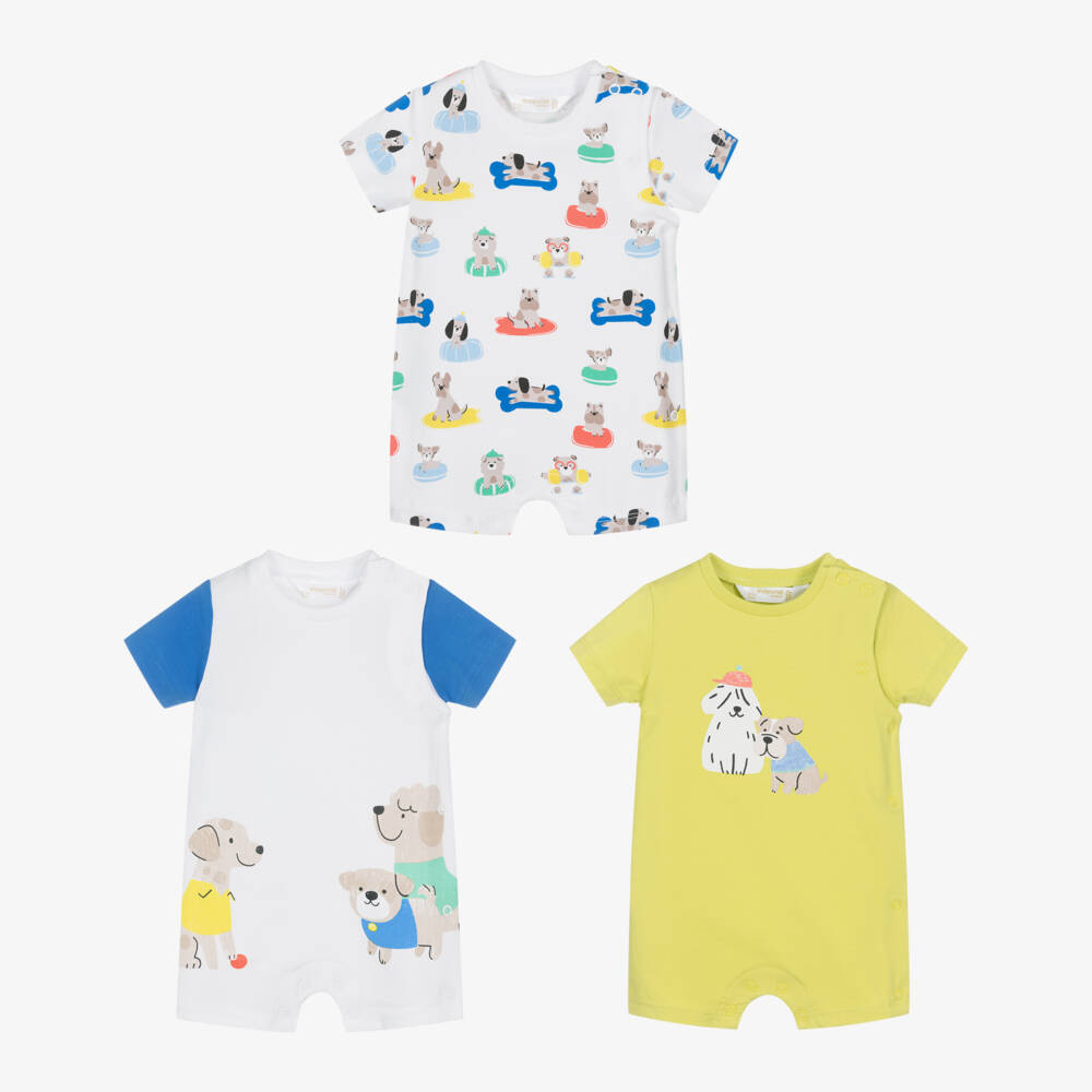 Mayoral Newborn-Boys Trio of Cotton Green Playsuits | Childrensalon Outlet