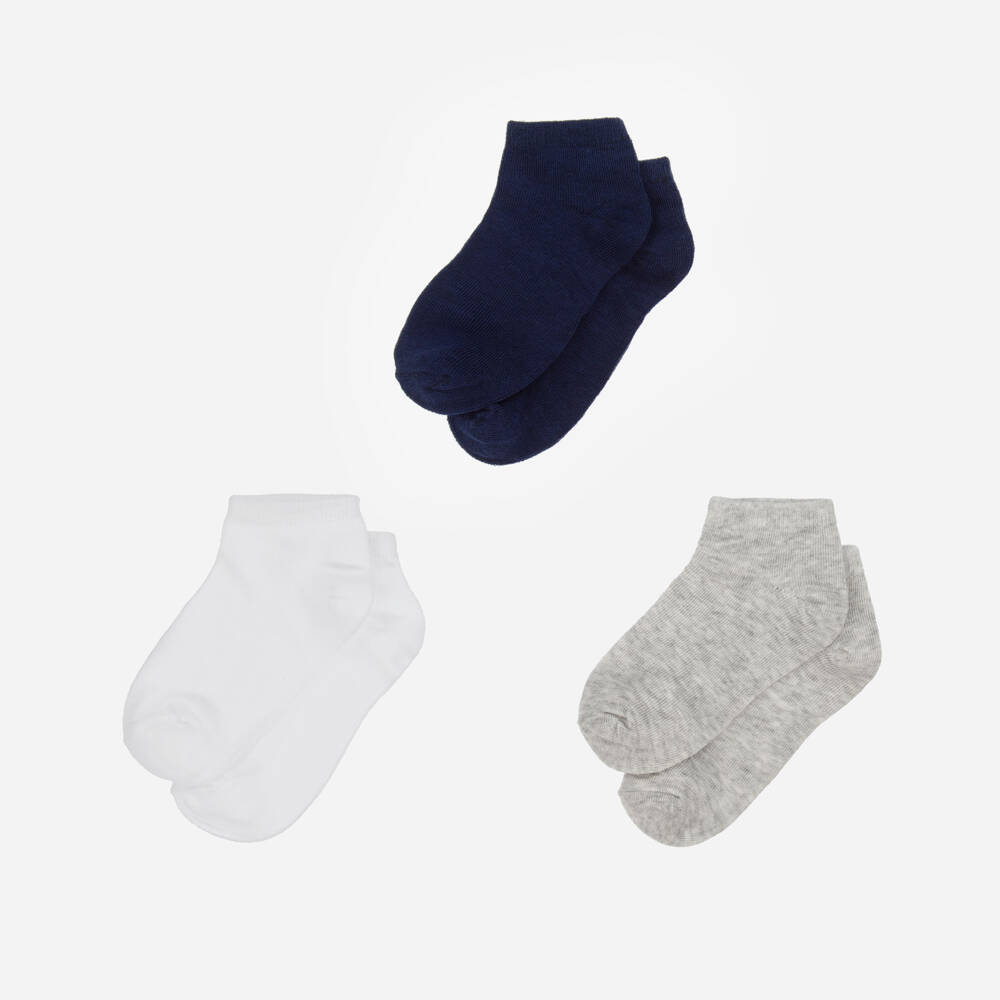Mayoral-Boys Trio of Navy & Grey Socks | Childrensalon Outlet