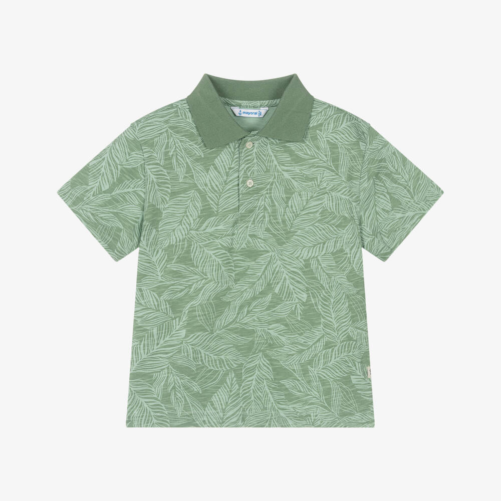 Mayoral-Boys Tropical Leaf Polo Tee | Childrensalon Outlet