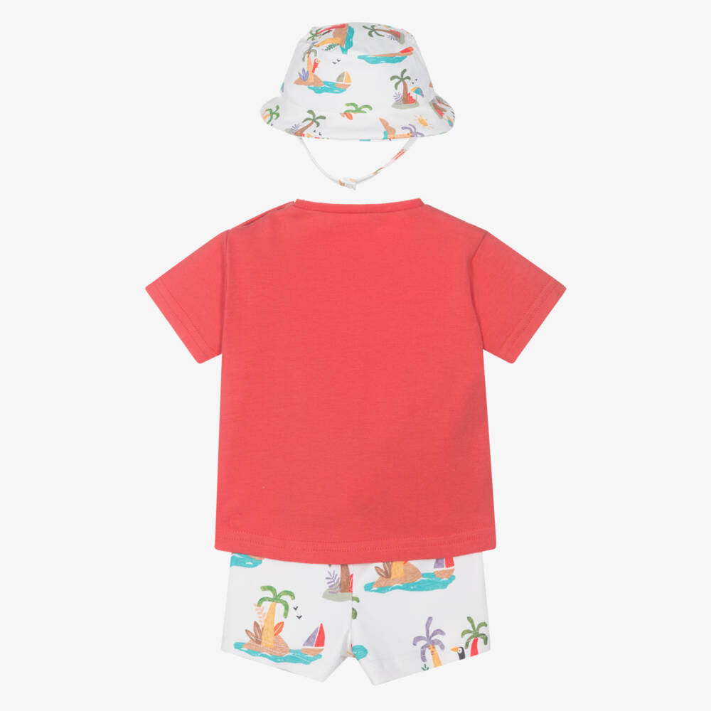 Mayoral Newborn-Boys Tropical Red Beachwear Trio | Childrensalon Outlet