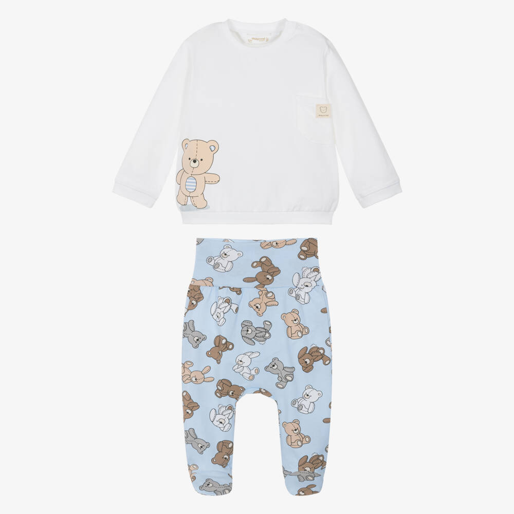 Mayoral Newborn-Boys Two-Piece Blue Teddy Set | Childrensalon Outlet