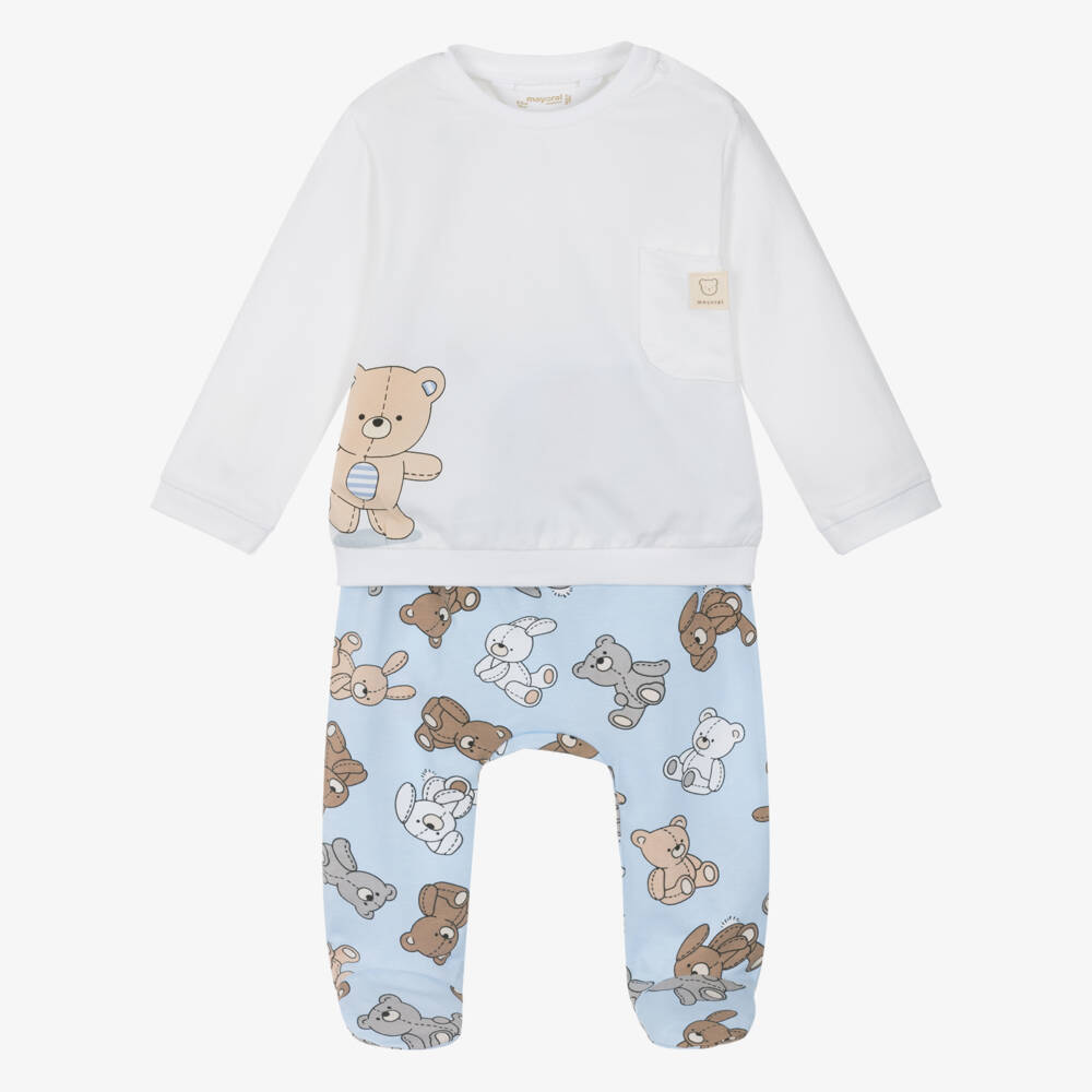 Mayoral Newborn-Boys Two-Piece Blue Teddy Set | Childrensalon Outlet