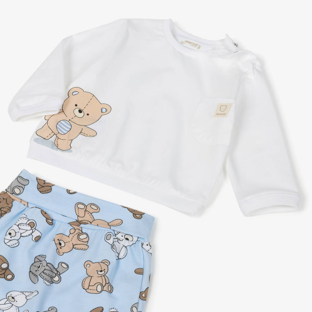 Mayoral Newborn-Boys Two-Piece Blue Teddy Set | Childrensalon Outlet