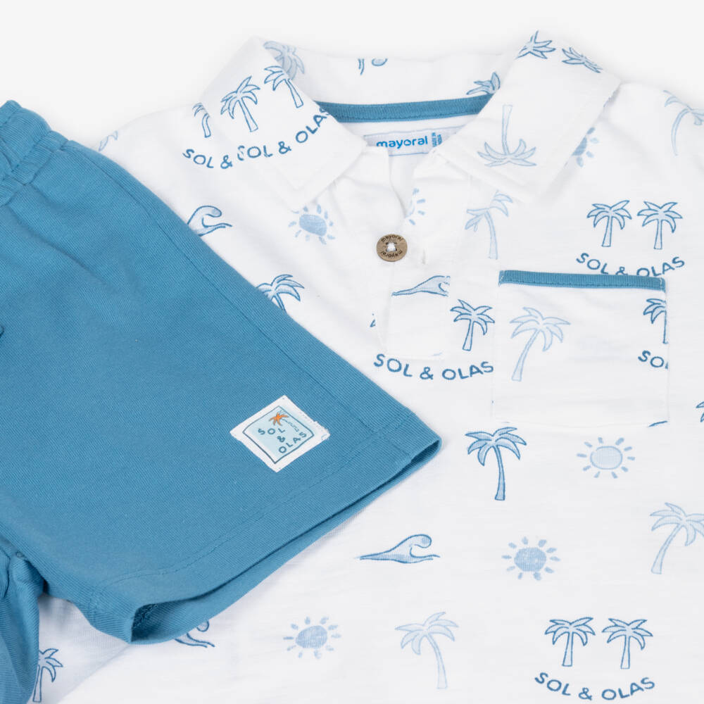 Mayoral-Летний комплект из двухцветного хлопка для мальчиков | Childrensalon Outlet