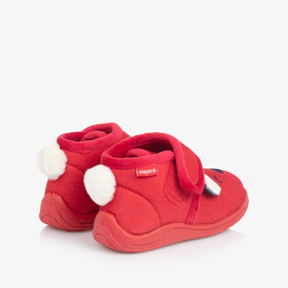 Mayoral-Boys Velour Bear Slippers in Red | Childrensalon Outlet