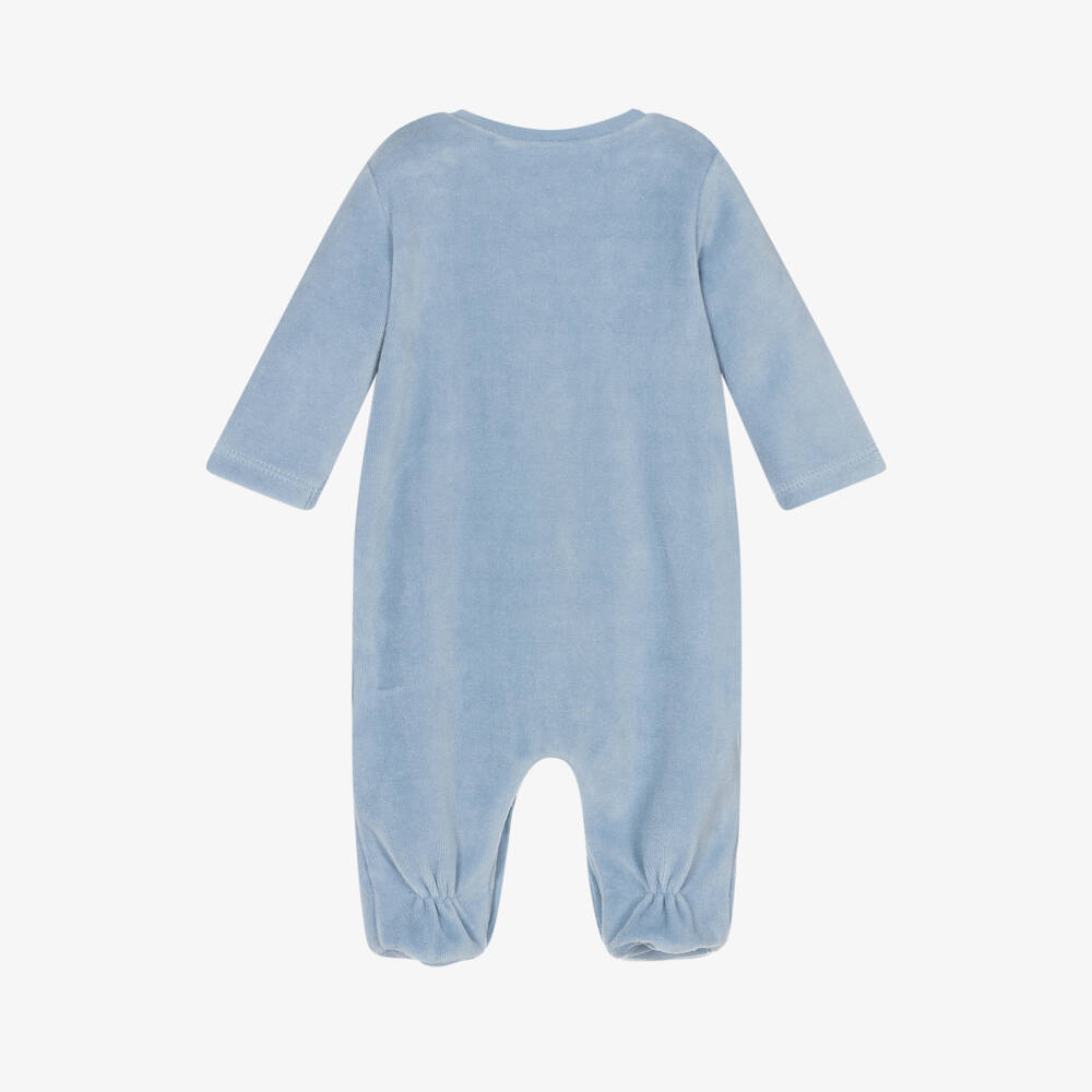 Mayoral Newborn-Boys Velour Puppy Blue Sleepsuit | Childrensalon Outlet